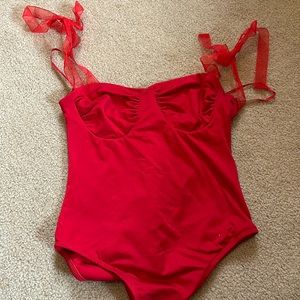 Red Bodysuit with Ribbons